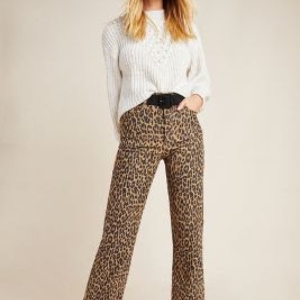 LEVI'S Ribcage Straight Cropped Corduroy Jeans - Leopard print Size 28